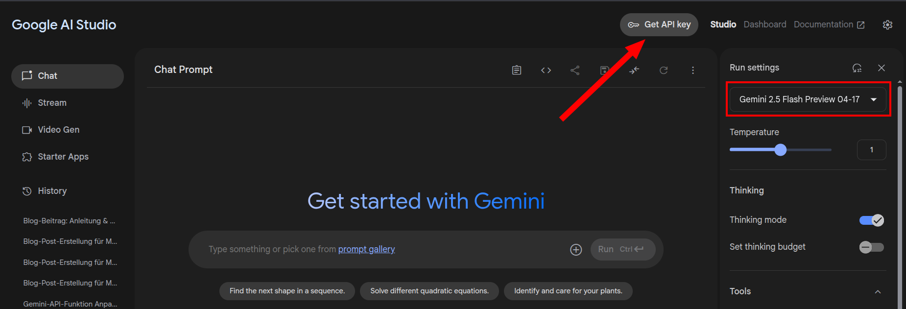 Kostenlose API für Gemini 2.5