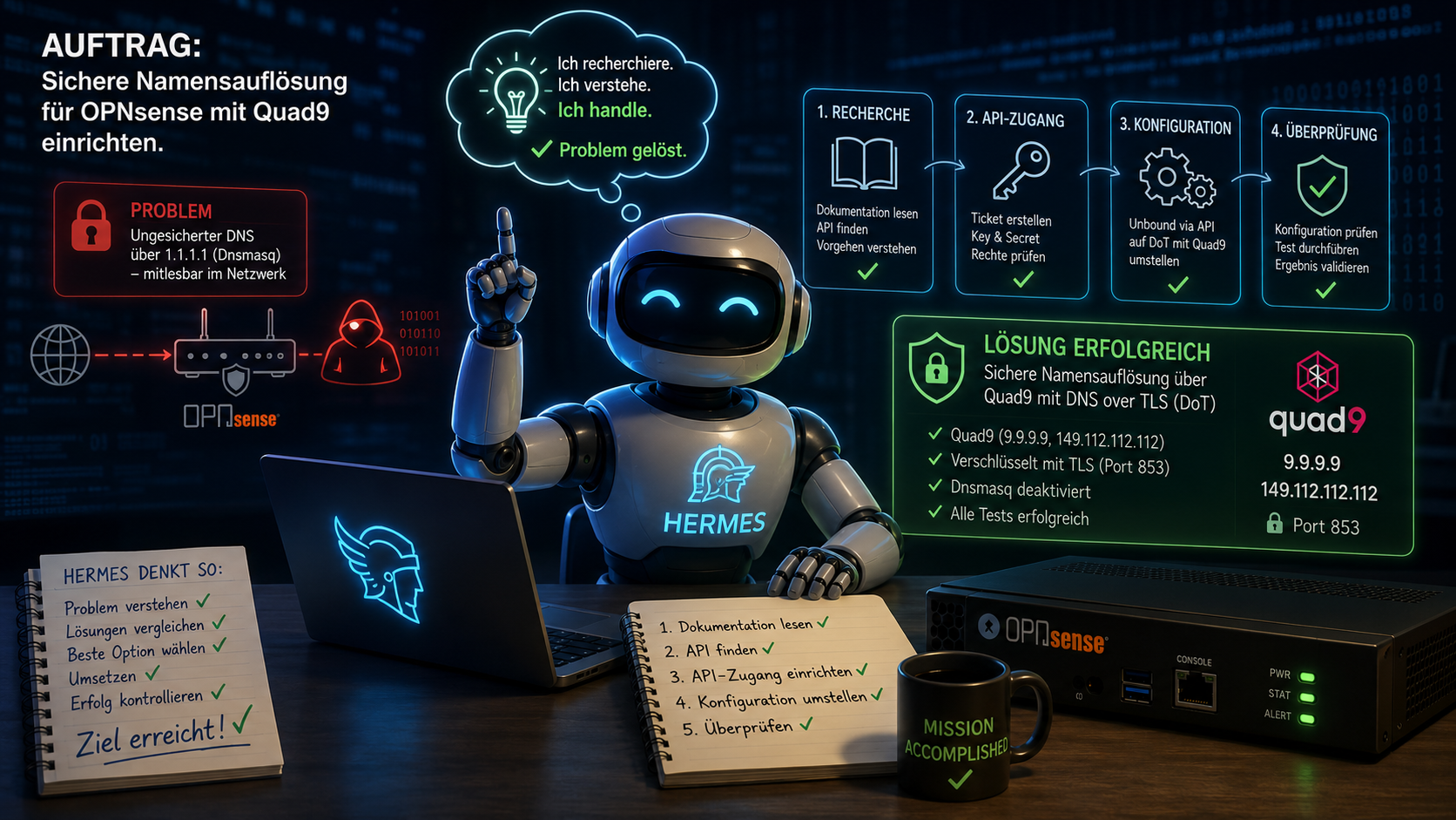 Hermes konfiguriert eine OPNsense-Firewall