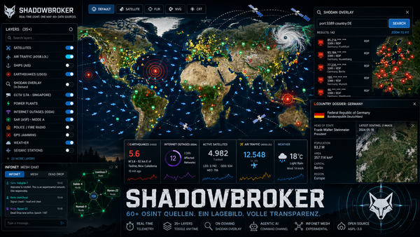 Flugzeuge, Satelliten, Shodan – ShadowBroker selbst gehostet